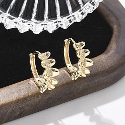 Настоящее золото 18K Серьги-кольца из латуни с прозрачным кубическим цирконием, кольцо, реальный 18 k позолоченный, 15.5x15.5x6 мм