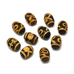 Tibetan Agate Tibetan Style Da Ren/Human dZi Beads, Natural Agate Beads, Oval, 15.5~17x12~13mm, Hole: 1.6mm