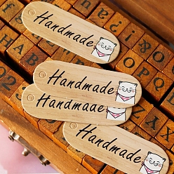 Цвет Древесины Крафт-бумага подарочные бирки, хэндж теги, с пеньковой веревки, для искусства, ремесла и еда, овал со словом "ручная работа" и узором "кошка", деревесиные, тег: 1.8x5.2см, около 100 шт / упаковка
