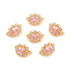 Plaqué 18K Or Véritable Barres d'espacement en laiton micro-pavé de zircone cubique Shegrace Flower, sans cadmium et sans plomb et sans nickel, plaqué longue durée, réel 18 k plaqué or, 12x9x7mm, Trou: 1.2mm