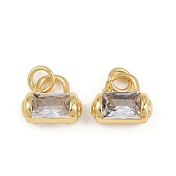 Настоящее золото 18K Латунные микропаве прозрачные кубические циркониевые подвески, сумка очарование, с целью перехода в кольце, стойки покрытие, долговечный, без свинца и без кадмия, реальный 18 k позолоченный, 9.5x11x5 мм, отверстие : 3 мм