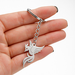 Нержавеющая Сталь Цвет Не тускнеет 201 брелок-подвеска в виде птицы из нержавеющей стали, подвеска на рюкзак для автомобиля в подарок, цвет нержавеющей стали, 3x2.1 см