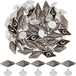 Античное Серебро 30шт. полутрубчатые заклепочные шпильки из сплава, ромб, для кошелька, , ботинки, украшение кожаных ремесел, античное серебро, 16.5x8x5 мм, отверстие : 2 мм