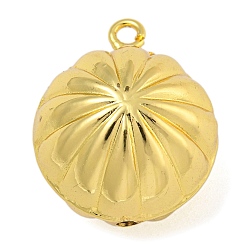 Настоящее золото 18K Стойки обшивки латунные подвески, долговечный, без кадмия и без свинца, гофрированный круглый, реальный 18 k позолоченный, 23x19x18 мм, отверстие : 2 мм