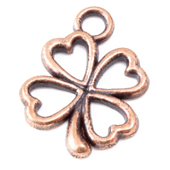 Cuivre Rouge Pendentifs en alliage, trèfle, cuivre rouge, 17x13x1.5mm