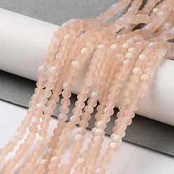 PeachPuff Imitation Jade Glass Beads Strands, Half AB Color Plated, Faceted, Frosted, Rondelle, PeachPuff, 3x2mm, Hole: 0.7mm, about 155pcs/strand, 15.75''(40cm)