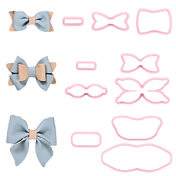 Бледно-Розовый 3 наборы 3 стили ПП пластиковые формы для выпечки печенья, бантом, розовый жемчуг, 44~121x19~68x12 мм