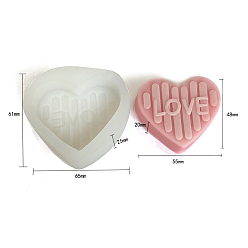 Белый Силиконовые формы для свечей в форме сердца на День святого Валентина своими руками, формы для литья смолы, для уф-смолы, изготовление ювелирных изделий из эпоксидной смолы, сердце, белые, 6.1x6.5x2.5 см, Внутренний диаметр: 4.8x5.5x2 cm