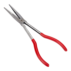 Красный Плоскогубцы из высокоуглеродистой стали, длинный прямой, зубчатая челюсть, с резиновой ручкой, красные, 28x5.7x1.05 см