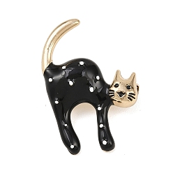 Черный Эмалевые булавки, булавки из сплава для лацканов одежды рюкзака, форма кошки, золотые, чёрные, 26.5x37.5 мм