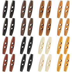 (52) Непрозрачная лаванда 32 шт. 8 цвета 2 деревянные пуговицы с отверстиями, овальные, разноцветные, 59x15 мм, отверстие : 7.5 мм, 4 шт / цвет