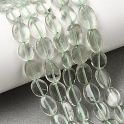 Прозрачный Естественный зеленый кварцевые нити бисера, Плоско-овальные, прозрачные, 7~10x6~7x3~4 мм, отверстие : 0.5 мм, около 36~40 шт / нитка, 12.60'' (32 см) ~ 12.76'' (32.4 см)