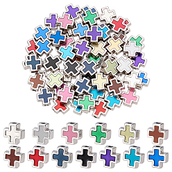 (52) Непрозрачная лаванда 78 шт 13 цвета сплава эмалевые бусины, крестик, платина, разноцветные, 8x8 мм, 6 шт / цвет