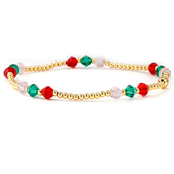 Разноцветный Богемные стеклянные бисерные браслеты на резинке для женщин, круглые, с латунным, красочный, 6.89 дюйм (17.5 см)