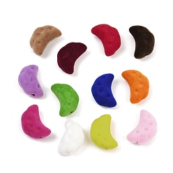 Луна Флокированные непрозрачные акриловые бусины, разноцветные, луна, 20x13x10 мм, отверстие : 2 мм