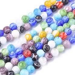 Mixed Color Handmade Millefiori Glass Round Beads Strands, Mixed Color, 4mm, Hole: 0.5mm, about 98pcs/strand, 13.7 inch