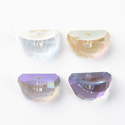 Mixed Color Electroplated Glass Charms, Faceted, Watermelon, Mixed Color, 8x11x7mm, Hole: 1.2mm, about 48pcs/board, 4board/box