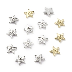Mixed Color Brass Brass Cabochons, Filling Material for Epoxy Resin Craft Art, with Rhinestone Settings, Star, Mixed Color, 5.5x6x1mm
