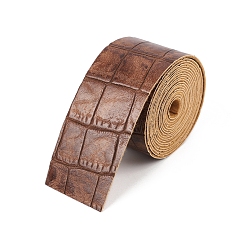 Седло Коричневый Шнур из искусственной кожи с принтом под аллигатора, плоский, седло коричневый, 25 мм, около 2.19 ярдов (2 м) / шт