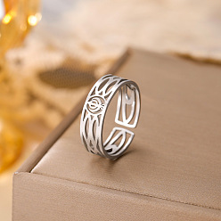 Platinum 304 Stainless Steel Cuff Open Rings, Oval, Platinum, 15~20mm