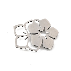 Нержавеющая Сталь Цвет 201 подвески из нержавеющей стали, лазерная резка, цветочный шарм, цвет нержавеющей стали, 18x24x1 мм, отверстие : 3x1 мм