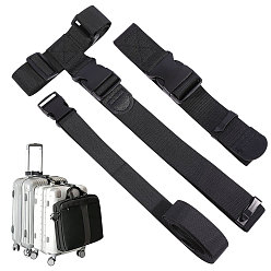 Noir 3Ensembles de sangles à bagages en nylon (pièces), accessoires de sangles de ceinture de valise réglables, noir, 175~4000x36~390x1~15.5mm