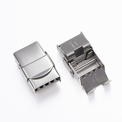 Stainless Steel Color Rectangle 201 Stainless Steel Watch Band Clasps, Stainless Steel Color, 25x17x8mm, Hole: 3x14mm