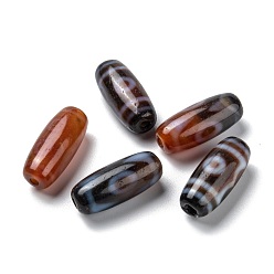 Смешанные Узоры Тибетского стиля бусы дзи, природных бисера агат, окрашенные, рис, смешанные узоры, 24.5~25x10.5~12 мм, отверстие : 2 мм