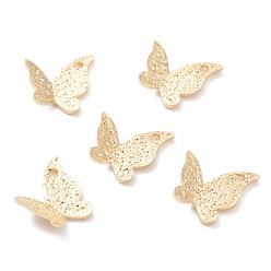 Real 24K Gold Plated Brass Charms, Butterfly, Real 24K Gold Plated, 9.5x10x2mm, Hole: 1.2mm