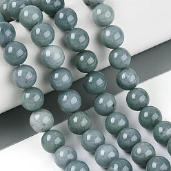 Бирманский Нефрит Естественный жадеит бисер пряди, круглые, 9.5~10 мм, отверстие : 1~1.2 мм, около 40 шт / нитка, 15.16~15.35 дюйм (38.5~39 см)