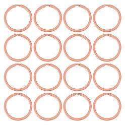 Розовое Золото Сплав разделить брелоки, брелок для ключей, розовое золото , 32~33x2.5 мм, Внутренний диаметр: 26 мм