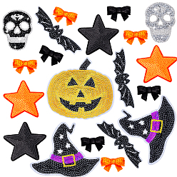 (52) Непрозрачная лаванда Фетр с пайетками и банты из домашних животных, Аксессуары для орнаментов, Хэллоуин тема, разноцветные, 33~125x46~128x1~6 мм