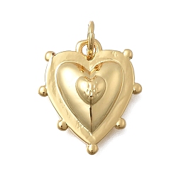 Настоящее золото 18K Латунные подвески, сердце, без кадмия и без свинца, стойки покрытие, долговечный, с целью перехода в кольце, реальный 18 k позолоченный, 17x15x3.5 мм, отверстие : 3.2 мм