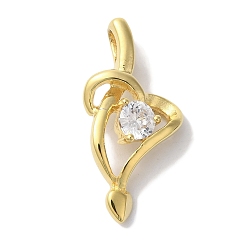 Золотой Ионное покрытие (ip) 304 подвески из нержавеющей стали, с четким кубического циркония, сердце, золотые, 27x23.5x6.5 мм, отверстие : 4.5x3.5 мм