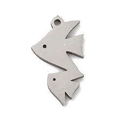 Нержавеющая Сталь Цвет 201 прелести нержавеющей стали, лазерная резка, очарование рыбы, анти-тускнение, цвет нержавеющей стали, 13x8x1 мм, отверстие : 1 мм