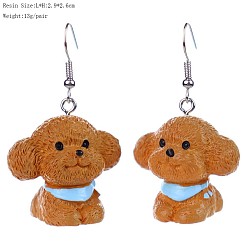 Peru Iron & Resin Dangle Earrings for Women, Dog, Peru, 29x26mm