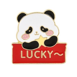 Red Lucky Panda  Enamel Pins, Alloy Lapel Pin Backs for Backpack Clothes, Golden, Red, 23x30mm