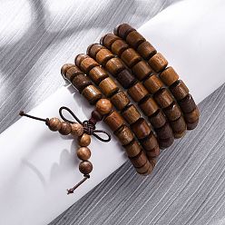Сиена Деревянные круглые бусины браслеты обертывания, эластичные браслеты для мужчин и женщин, колонка, цвет охры, 34-5/8 дюйм (88 см)