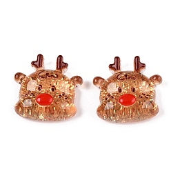 Олень Рождественская тема прозрачная эпоксидная смола декодирует кабошоны, с блеском порошок, олень, 26x27x11 мм