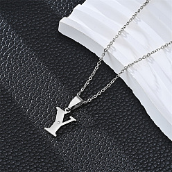 Letter Y 201 ожерелья с подвесками из нержавеющей стали и стразами, цвет нержавеющей стали, не тускнеет, Письмо Y, 19.69 дюйм (50 см)