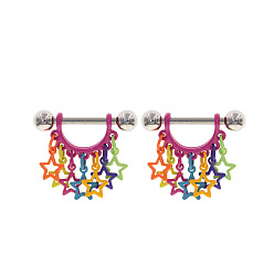 (52) Непрозрачная лаванда 316l хирургическое кольцо-гвоздь из нержавеющей стали для сосков, звезда, разноцветные, 5 мм