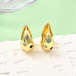 (52) Непрозрачная лаванда Латунь микро проложить кубического циркония серьги мотаться, стойки покрытие, без свинца и без кадмия, долговечный, реальный 18 k позолоченный, разноцветные, 16x16x9 мм