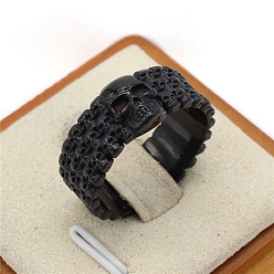 Black Skull Head Men's Stainless Steel Finger Ring, Black, US Size 9(18.9mm)