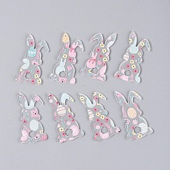 Разноцветный Подвески из прозрачного акрила с принтом, кролик, красочный, 46.5x23.5x1.5 мм, отверстие : 1.2 мм