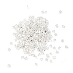 Посеребрённый Spacer бисер латунные, квадратный, 925 серебро покрытием, 2x2x1 мм, отверстие : 1.2 мм