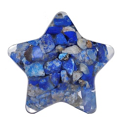 Ляпис-Лазурь Украшение дисплея звезды смолы, с натуральными чипсами из лазурита внутри статуй для украшения домашнего офиса, 31x30x12~14 мм