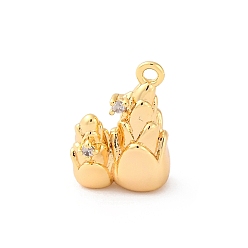 Настоящее золото 18K Латунные подвески со стразами, без кадмия, без никеля и без свинца, талисман из побегов бамбука, реальный 18 k позолоченный, 14.5x10x5.5 мм, отверстие : 1.2 мм