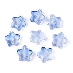 Васильковый Прозрачные стеклянные бусины, звезда, васильковый, 8x8x4 мм, отверстие : 0.9~1 мм, около 1950~2000 шт / упаковка