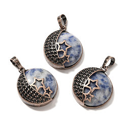 (306FM) Жонкиль матовый с лаймовой подкладкой Натуральные синие пятна яшмы подвески, с латунной фурнитурой , плоско-круглые, 26.5x23x9 мм, отверстие : 8x5 мм