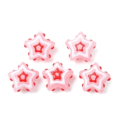 Красный Стеклянные эмалевые бусины, бусины ручной работы, звезда, красные, 14x14.5x8 мм, отверстие : 1.4 мм